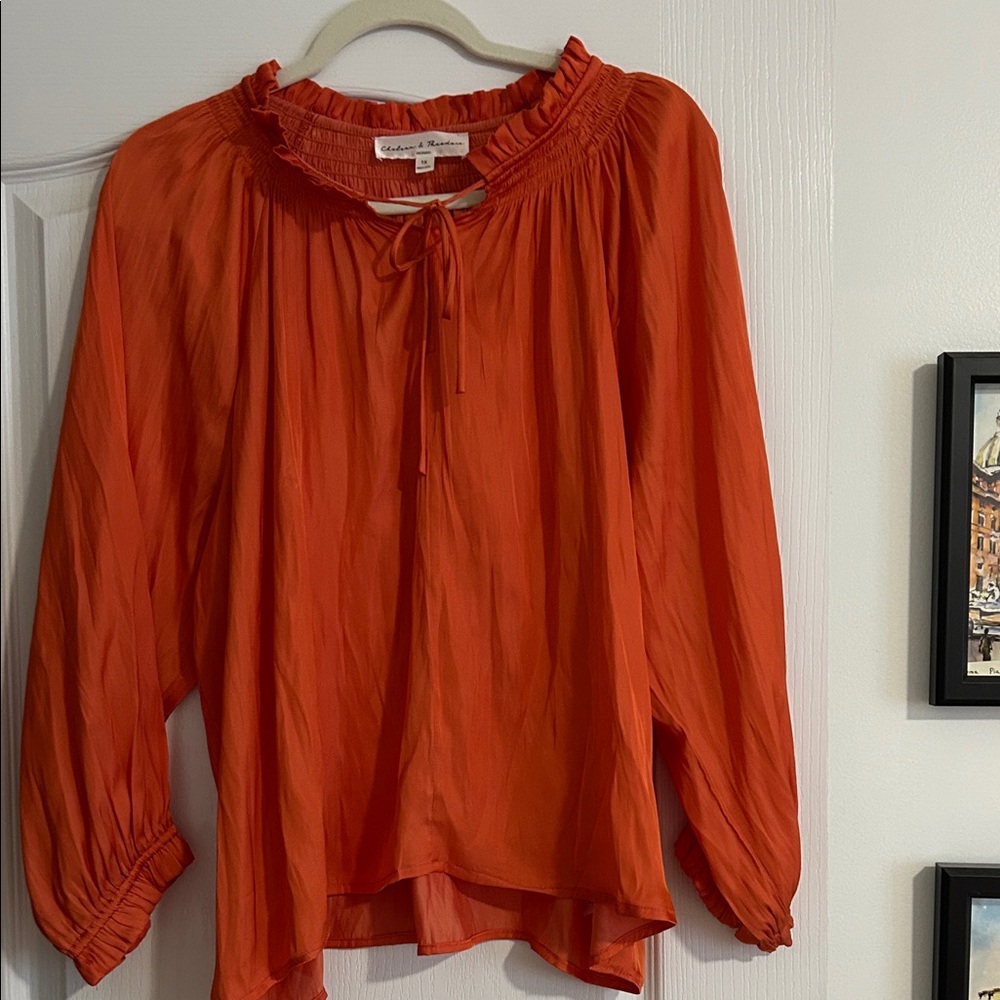 Chelsea & Theodore Bright Orange Blouse